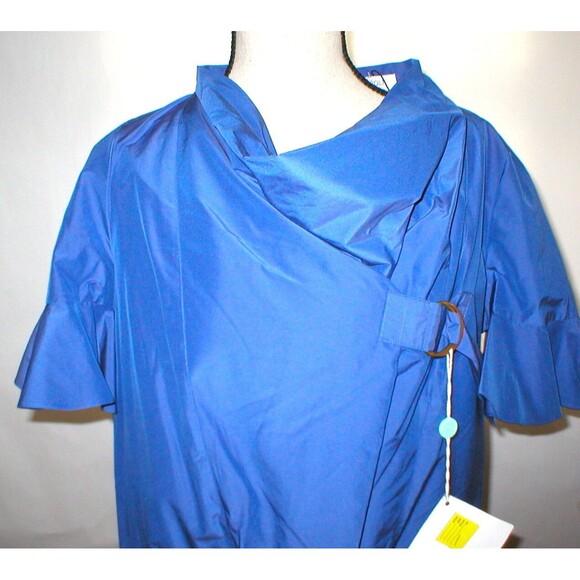 New Womens 8 NWT Designer Italy Victor & Rolf Blue Dress 44 Snaps Back Ruffles - Picture 4 of 12